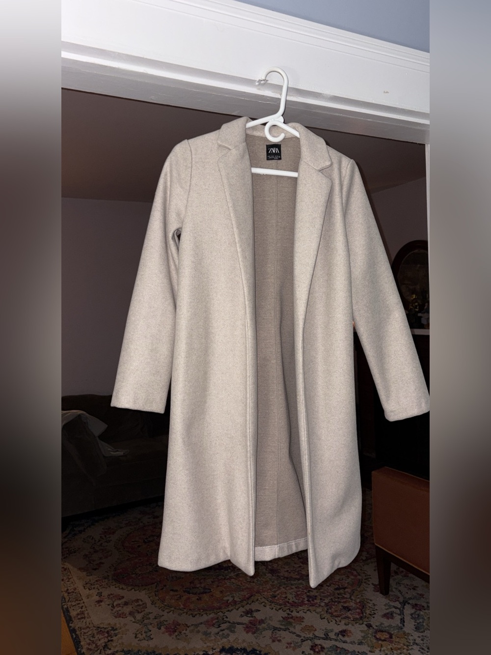 Zara Light Cream Open-Front Trench Coat